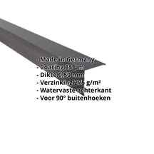 Buitenhoek | 115 x 115 mm | Staal 0,50 mm | 35 µm Mattpolyester | 23 - Donkergrijs #2