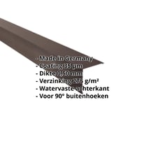 Buitenhoek | 115 x 115 mm | Staal 0,50 mm | 35 µm Mattpolyester | 32 - Donkerbruin #2