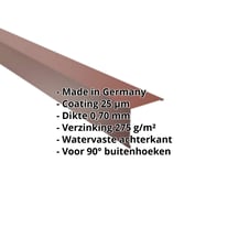Buitenhoek | 115 x 115 mm | Aluminium 0,70 mm | 25 µm Polyester | 8012 - Roodbruin #2