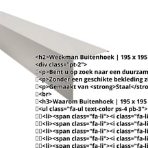 Buitenhoek | 195 x 195 mm | Staal 0,50 mm | 25 µm Polyester | 7035 - Lichtgrijs #2