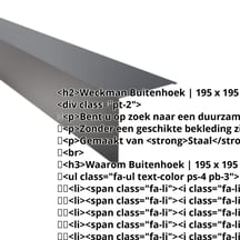 Buitenhoek | 195 x 195 mm | Staal 0,50 mm | 25 µm Polyester | 7016 - Antracietgrijs #2
