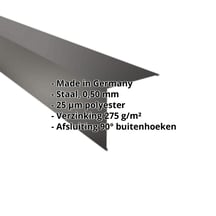 Buitenhoek | 195 x 195 mm | Staal 0,50 mm | 25 µm Polyester | 9005 - Gitzwart #2