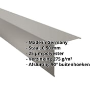 Buitenhoek | 195 x 195 mm | Staal 0,50 mm | 25 µm Polyester | 9007 - Grijs aluminiumkleurig #2