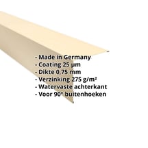 Buitenhoek | 195 x 195 mm | Staal 0,75 mm | 25 µm Polyester | 1015 - Licht ivoorkleurig #2