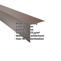 Buitenhoek | 195 x 195 mm | Staal 0,75 mm | 25 µm Polyester | 8011 - Notenbruin #2
