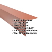 Buitenhoek | 195 x 195 mm | Staal 0,75 mm | 25 µm Polyester | 8004 - Koperbruin #2