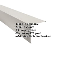 Buitenhoek | 195 x 195 mm | Staal 0,75 mm | 25 µm Polyester | 9002 - Grijswit #2