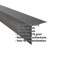 Buitenhoek | 195 x 195 mm | Staal 0,50 mm | 35 µm Mattpolyester | 23 - Donkergrijs #2