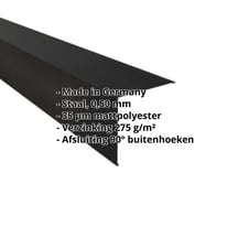 Buitenhoek | 195 x 195 mm | Staal 0,50 mm | 35 µm Mattpolyester | 33 - Zwart #2