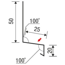 Dorpel | 50 x 25 x 20 mm | 100° | Staal 0,63 mm | 25 µm Polyester | 1015 - Licht ivoorkleurig #5