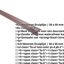 Druiplijst | 50 x 50 mm | 100° | Staal 0,50 mm | 25 µm Polyester | 3005 - Wijnrood #2