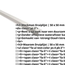 Druiplijst | 50 x 50 mm | 100° | Staal 0,50 mm | 25 µm Polyester | 9002 - Grijswit #2