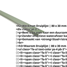 Druiplijst | 80 x 30 mm | 95° | Staal 0,50 mm | 25 µm Polyester | 6011 - Resedagroen #2