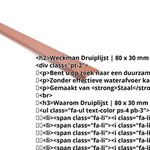 Druiplijst | 80 x 30 mm | 95° | Staal 0,50 mm | 25 µm Polyester | 8004 - Koperbruin #2