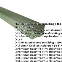 Muuraansluiting | 160 x 115 mm | 95° | Staal 0,50 mm | 25 µm Polyester | 6011 - Resedagroen #2