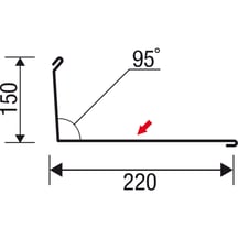 Muuraansluiting | 220 x 150 mm | 95° | Staal 0,50 mm | 25 µm Polyester | 9005 - Gitzwart #5
