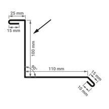 Muuraansluiting | Typ 1 | 100 x 110 x 2000 mm | 90° | Staal 0,50 mm | 50 µm PURMAT® | 033 - Zwart #3