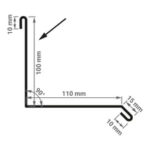 Muuraansluiting | Typ 2 | 100 x 110 x 2000 mm | 90° | Staal 0,50 mm | 35 µm mattpolyester | 033 - Zwart #3