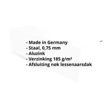 Nok lessenaarsdak | 110 x 100 x 2000 mm | 80° | Staal 0,75 mm | Aluzink | Zilvergrijs #2