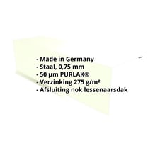 Nok lessenaarsdak | 110 x 100 x 2000 mm | 80° | Staal 0,75 mm | 50 µm PURLAK® | 9002 - Grijswit #2