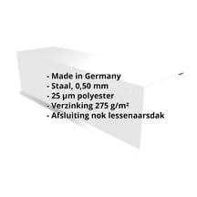 Nok lessenaarsdak | 110 x 100 x 2000 mm | 80° | Staal 0,50 mm | 25 µm Polyester | 7035 - Lichtgrijs #2