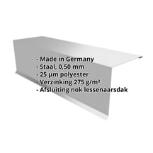 Nok lessenaarsdak | 110 x 100 x 2000 mm | 80° | Staal 0,50 mm | 25 µm Polyester | 9006 - Zilver-Metallic #2