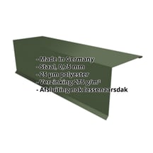 Nok lessenaarsdak | 110 x 100 x 2000 mm | 80° | Staal 0,75 mm | 25 µm Polyester | 6020 - Chroomoxydegroen #2