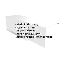 Nok lessenaarsdak | 110 x 100 x 2000 mm | 80° | Staal 0,75 mm | 25 µm Polyester | 7035 - Lichtgrijs #2