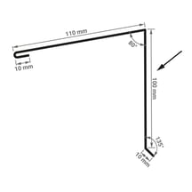 Nok lessenaarsdak | 110 x 100 x 2000 mm | 80° | Staal 0,75 mm | 25 µm Polyester | 9010 - Zuiverwit #2