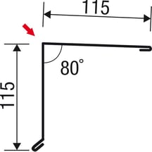 Nok lessenaarsdak | 11,5 x 11,5 cm | 80° | Staal 0,63 mm | 25 µm Polyester | 1015 - Licht ivoorkleurig #5