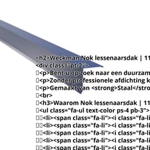 Nok lessenaarsdak | 115 x 115 mm | 80° | Staal 0,50 mm | 25 µm Polyester | 5010 - Gentiaanblauw #2