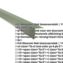 Nok lessenaarsdak | 115 x 115 mm | 80° | Staal 0,50 mm | 25 µm Polyester | 6011 - Resedagroen #2