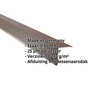 Nok lessenaarsdak | 115 x 115 mm | 80° | Staal 0,50 mm | 25 µm Polyester | 8011 - Notenbruin #2