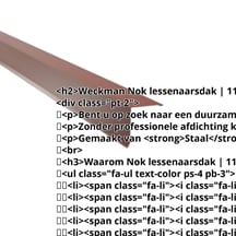Nok lessenaarsdak | 115 x 115 mm | 80° | Staal 0,50 mm | 25 µm Polyester | 8012 - Roodbruin #2