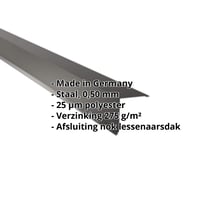 Nok lessenaarsdak | 115 x 115 mm | 80° | Staal 0,50 mm | 25 µm Polyester | 9005 - Gitzwart #2