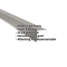 Nok lessenaarsdak | 115 x 115 mm | 80° | Staal 0,50 mm | 25 µm Polyester | 9007 - Grijs aluminiumkleurig #2