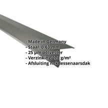 Nok lessenaarsdak | 115 x 115 mm | 80° | Staal 0,63 mm | 25 µm Polyester | 6020 - Chroomoxydegroen #2