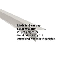 Nok lessenaarsdak | 115 x 115 mm | 80° | Staal 0,63 mm | 25 µm Polyester | 9002 - Grijswit #2