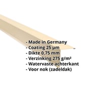 Nok lessenaarsdak | 115 x 115 mm | 80° | Staal 0,75 mm | 25 µm Polyester | 1015 - Licht ivoorkleurig #2