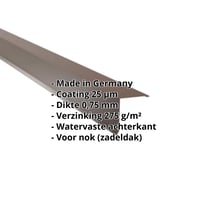 Nok lessenaarsdak | 115 x 115 mm | 80° | Staal 0,75 mm | 25 µm Polyester | 8011 - Notenbruin #2