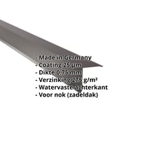 Nok lessenaarsdak | 115 x 115 mm | 80° | Staal 0,75 mm | 25 µm Polyester | 8017 - Chocoladebruin #2
