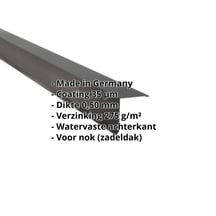 Nok lessenaarsdak | 115 x 115 mm | 80° | Staal 0,50 mm | 35 µm Mattpolyester | 23 - Donkergrijs #2