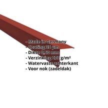 Nok lessenaarsdak | 115 x 115 mm | 80° | Staal 0,50 mm | 35 µm Mattpolyester | 29 - Rood #2