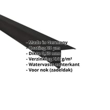Nok lessenaarsdak | 115 x 115 mm | 80° | Staal 0,50 mm | 35 µm Mattpolyester | 33 - Zwart #2