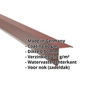 Nok lessenaarsdak | 115 x 115 mm | 80° | Staal 0,50 mm | 60 µm Puramid | 6012 - Roodbruin #2