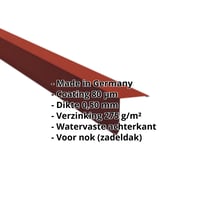 Nok lessenaarsdak | 115 x 115 mm | 80° | Staal 0,50 mm | 80 µm Shimoco | 3009 - Oxyderood #2