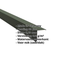 Nok lessenaarsdak | 115 x 115 mm | 80° | Staal 0,50 mm | 80 µm Shimoco | 6020 - Chroomoxydegroen #2
