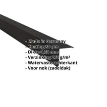 Nok lessenaarsdak | 115 x 115 mm | 80° | Staal 0,50 mm | 80 µm Shimoco | 9005 - Gitzwart #2