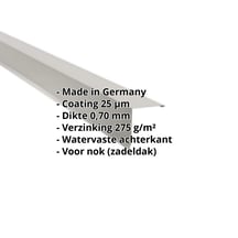 Nok lessenaarsdak | 115 x 115 mm | 80° | Aluminium 0,70 mm | 25 µm Polyester | 9006 - Zilver-Metallic #2