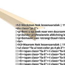 Nok lessenaarsdak | 115 x 115 mm | 85° | Staal 0,50 mm | 25 µm Polyester | 1015 - Licht ivoorkleurig #2
